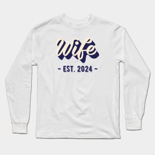 Wife Est 2024 Just Married Honeymoon Wedding Couple Long Sleeve T-Shirt